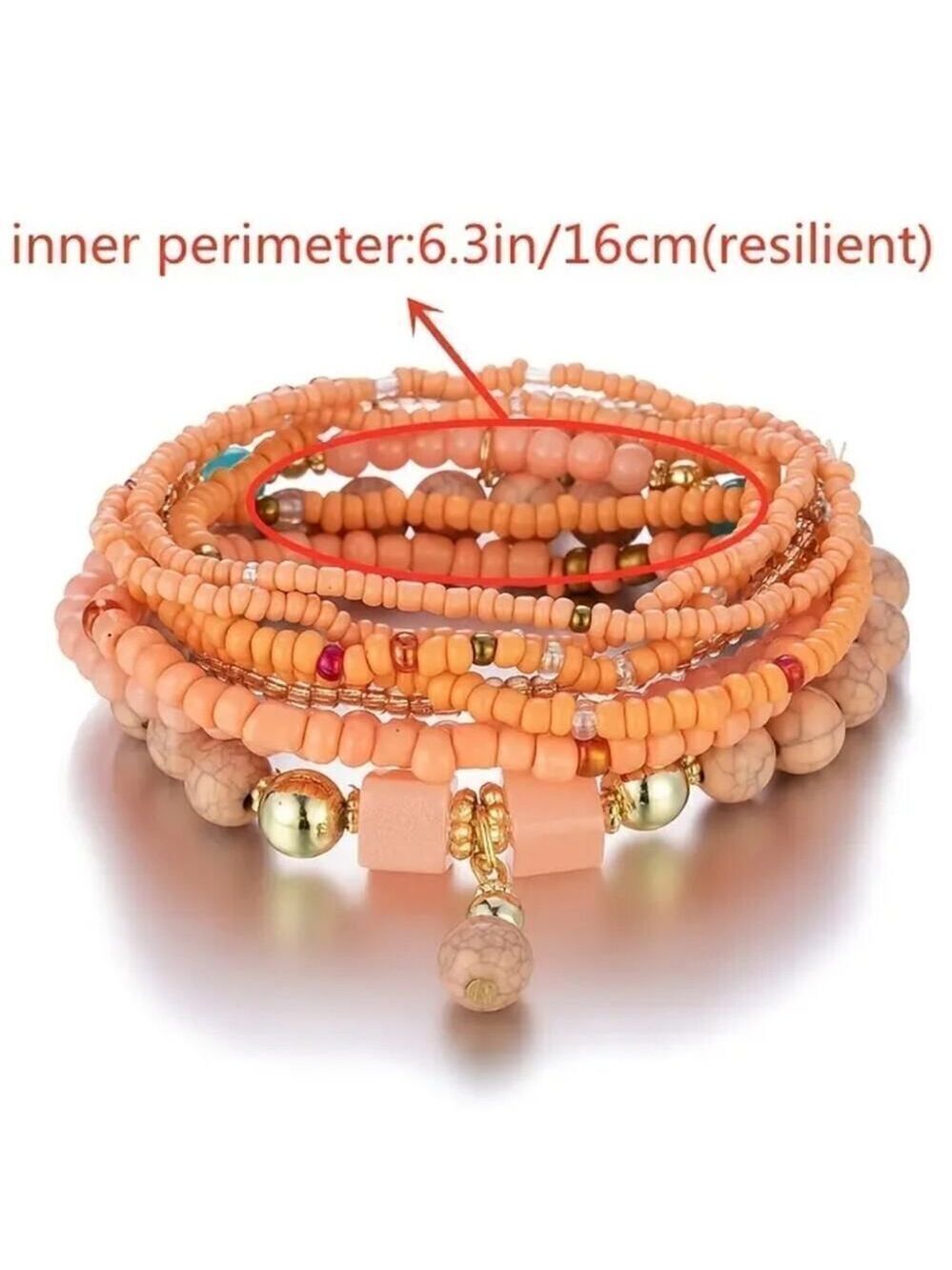 Stackable Bead Bracelets Ladies Stretch Multilayer Bracelet Set - Multicolor - Picture 4 of 8